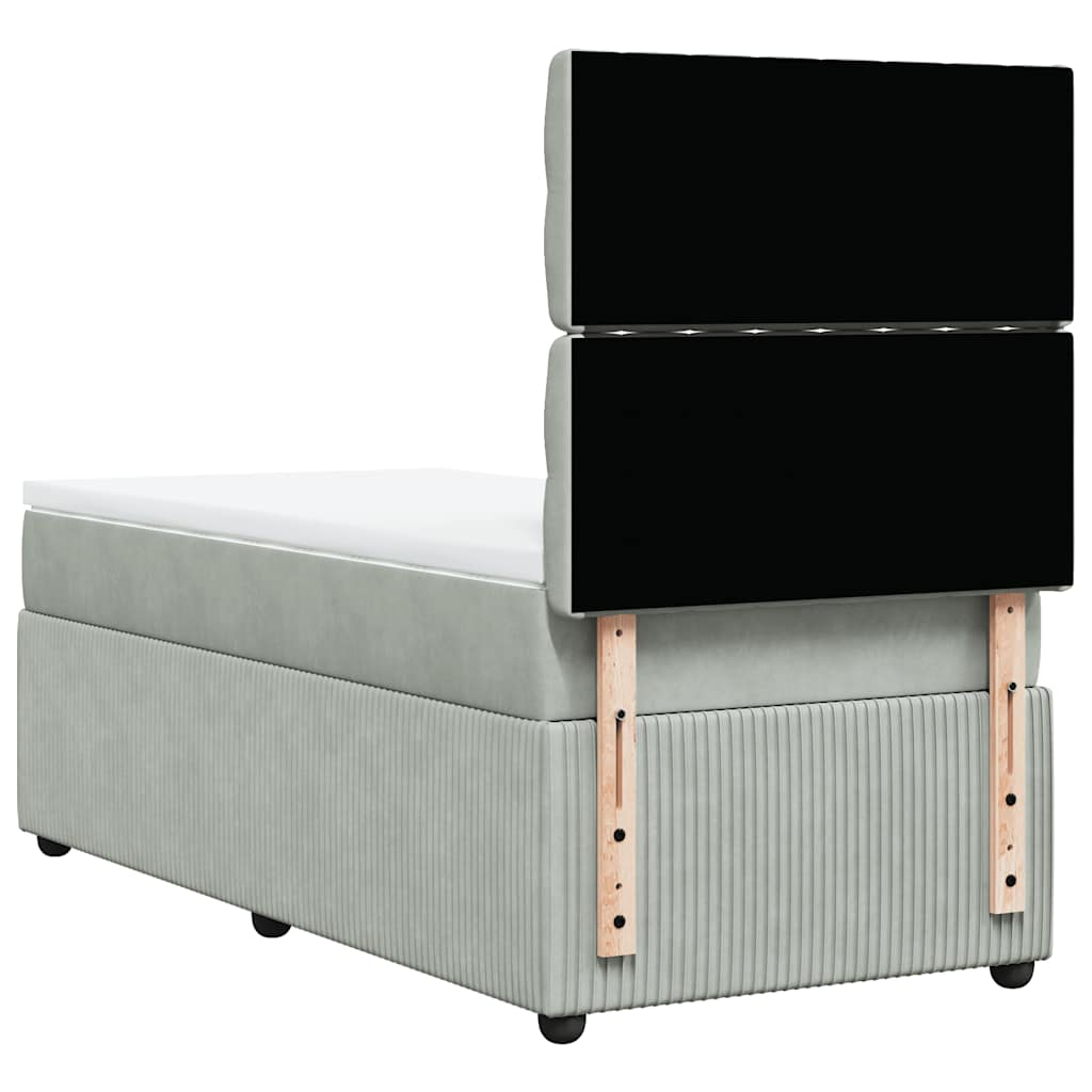 Giroletto a Molle con Materasso Grigio Chiaro 80x200 cm Velluto