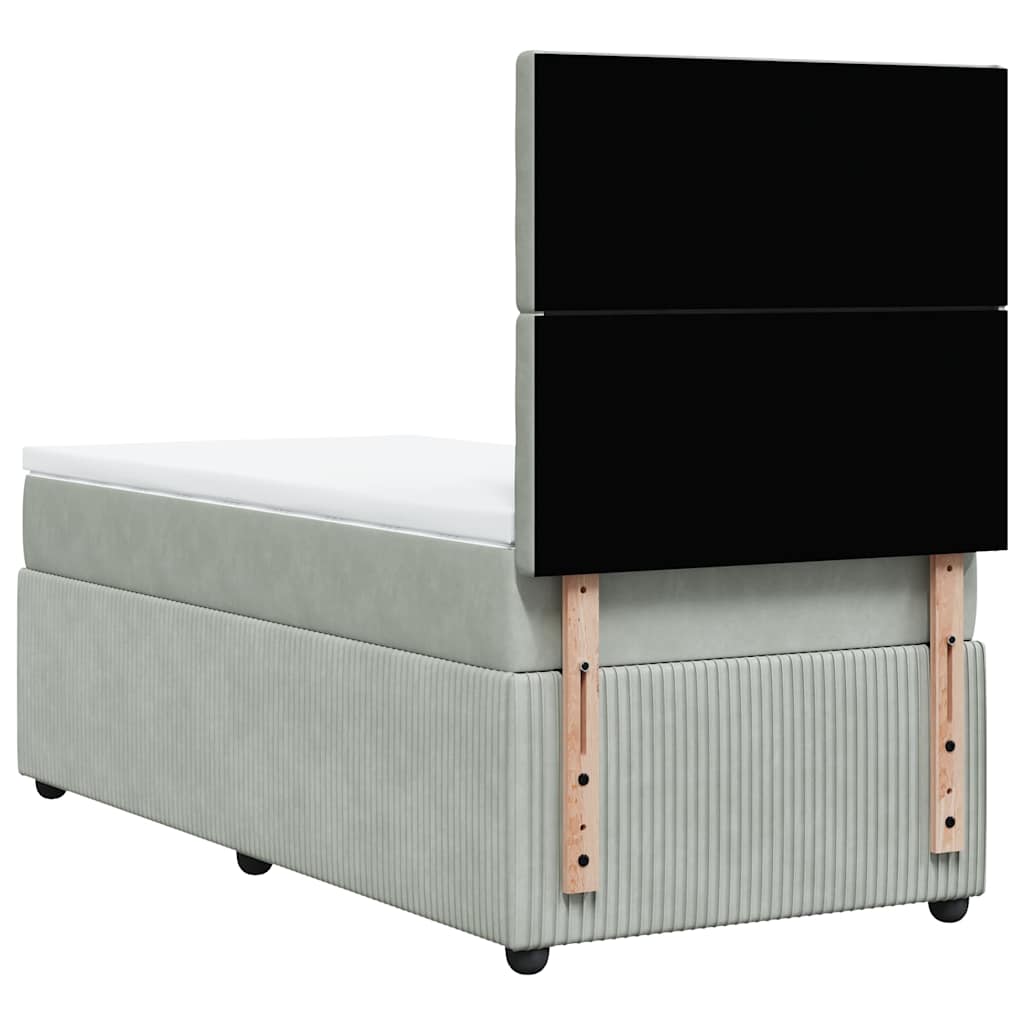 Giroletto a Molle con Materasso Grigio Chiaro 80x200 cm Velluto