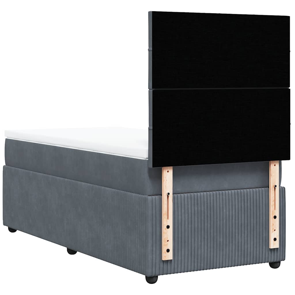 Giroletto a Molle con Materasso Grigio Scuro 90x190 cm Velluto