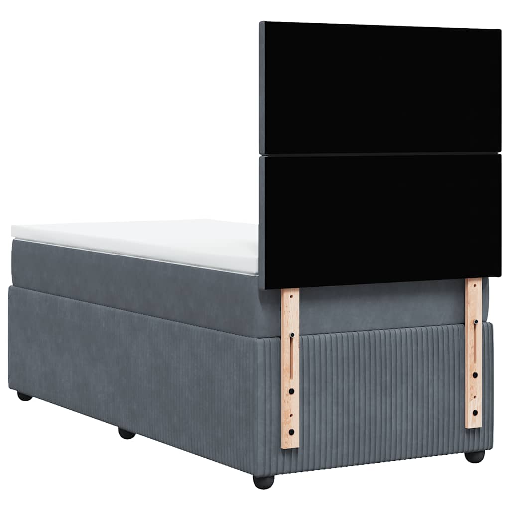 Giroletto a Molle con Materasso Grigio Scuro 90x200 cm Velluto