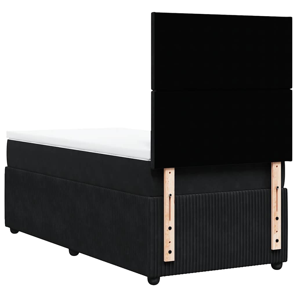 Giroletto a Molle con Materasso Nero 90x200 cm in Velluto