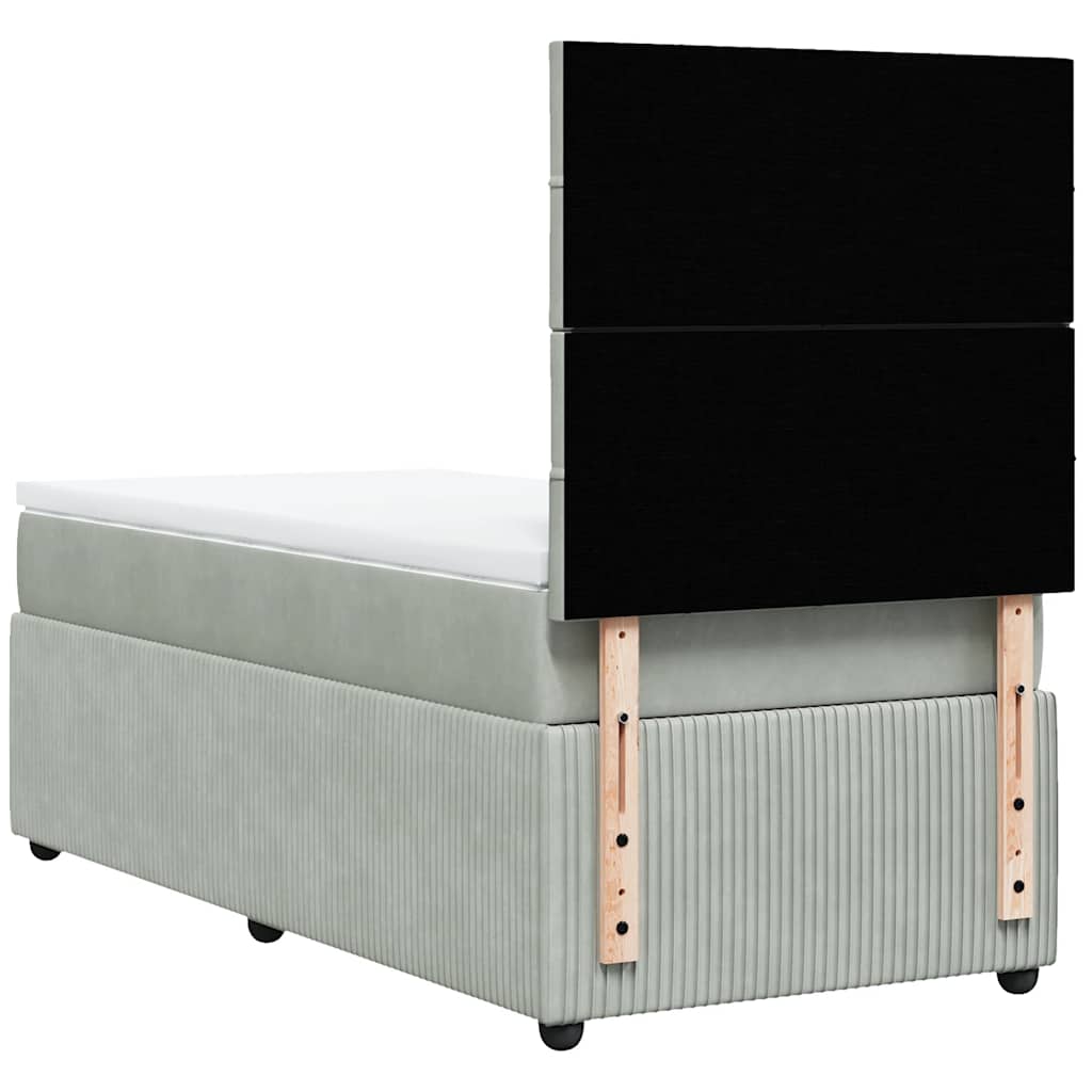 Giroletto a Molle con Materasso Grigio Chiaro 90x200 cm Velluto
