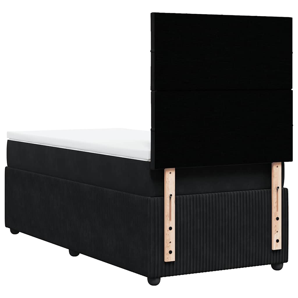 Giroletto a Molle con Materasso Nero 90x200 cm in Velluto