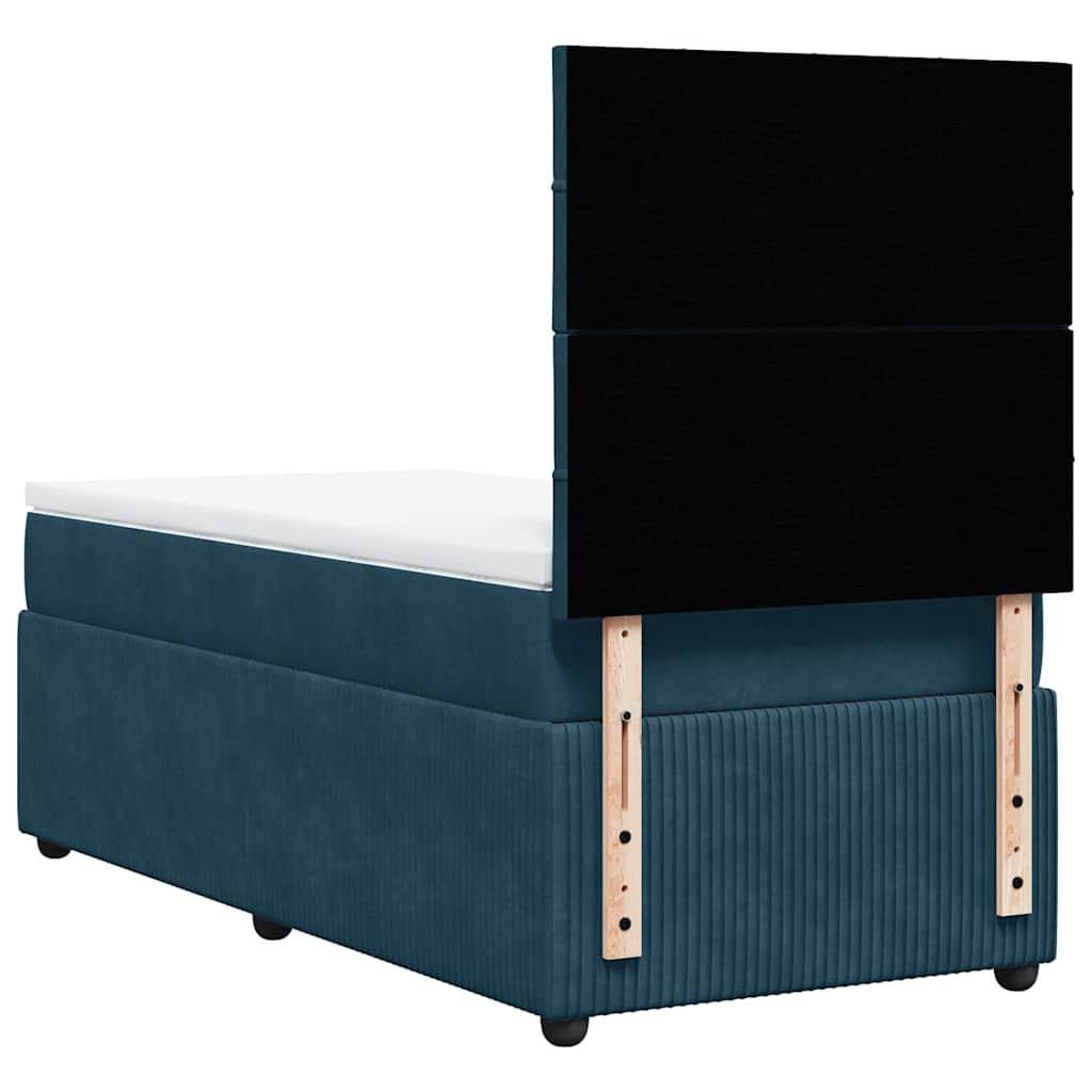 Giroletto a Molle con Materasso Blu 90x200 cm in Velluto