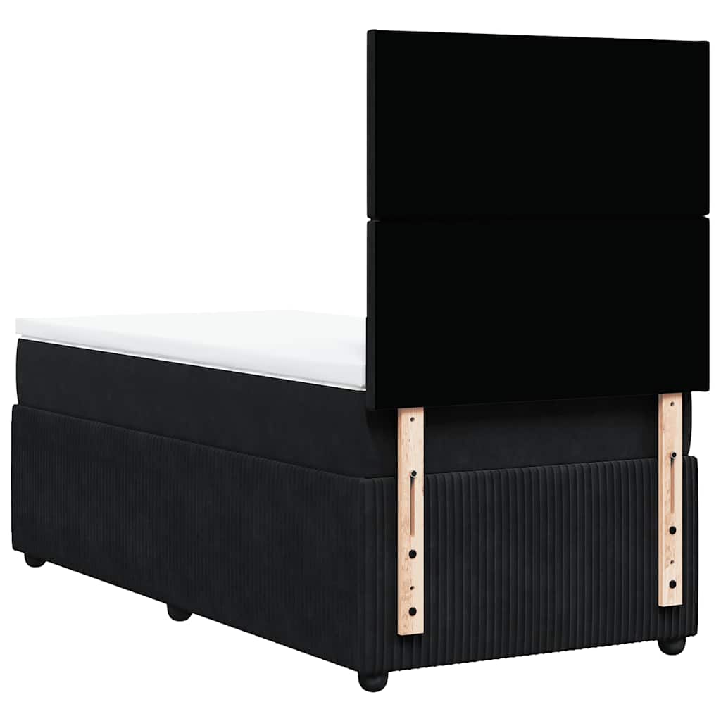 Giroletto a Molle con Materasso Nero 100x200 cm in Velluto
