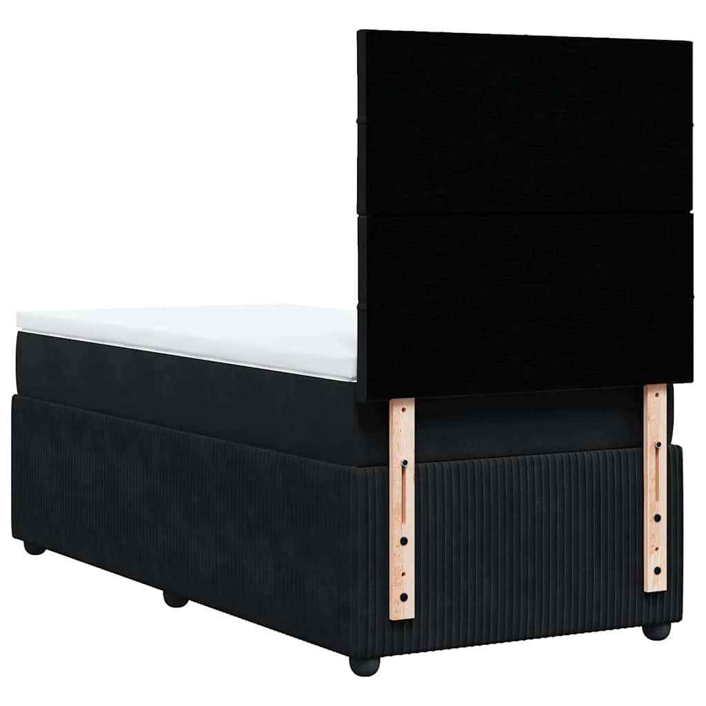 Giroletto a Molle con Materasso Nero 100x200 cm in Velluto