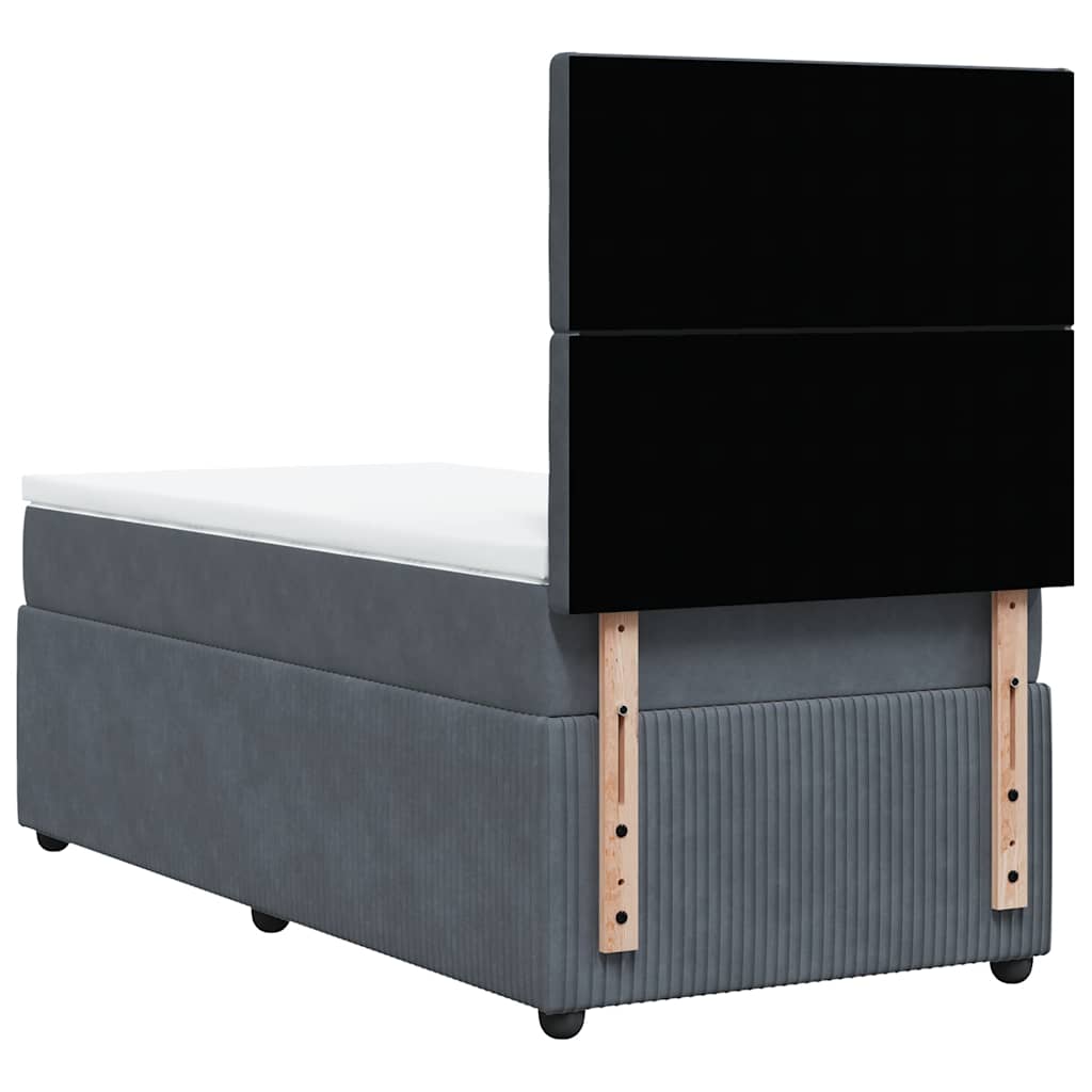 Giroletto a Molle con Materasso Grigio Scuro 100x200 cm Velluto