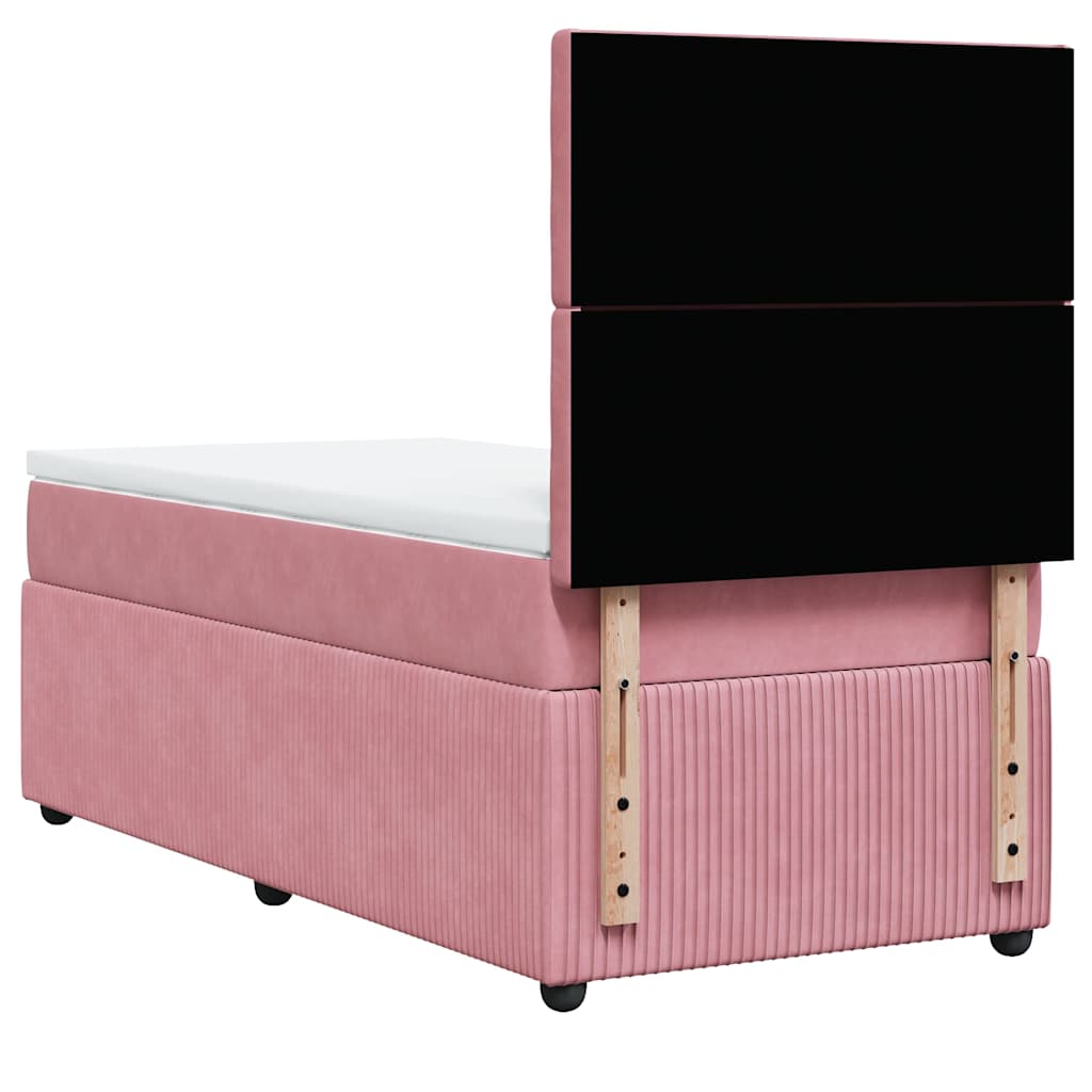 Giroletto a Molle con Materasso Rosa 100x200 cm in Velluto