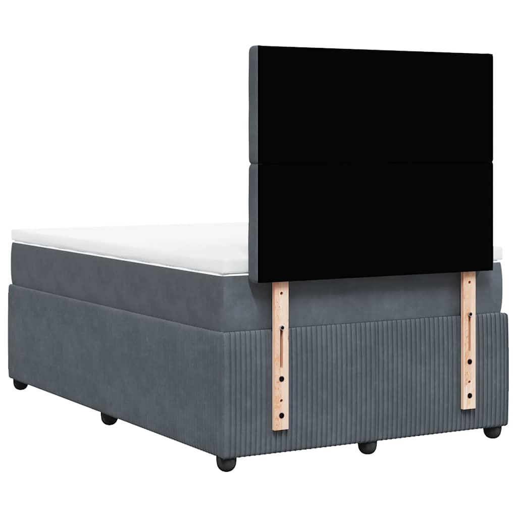 Giroletto a Molle con Materasso Grigio Scuro 120x190 cm Velluto