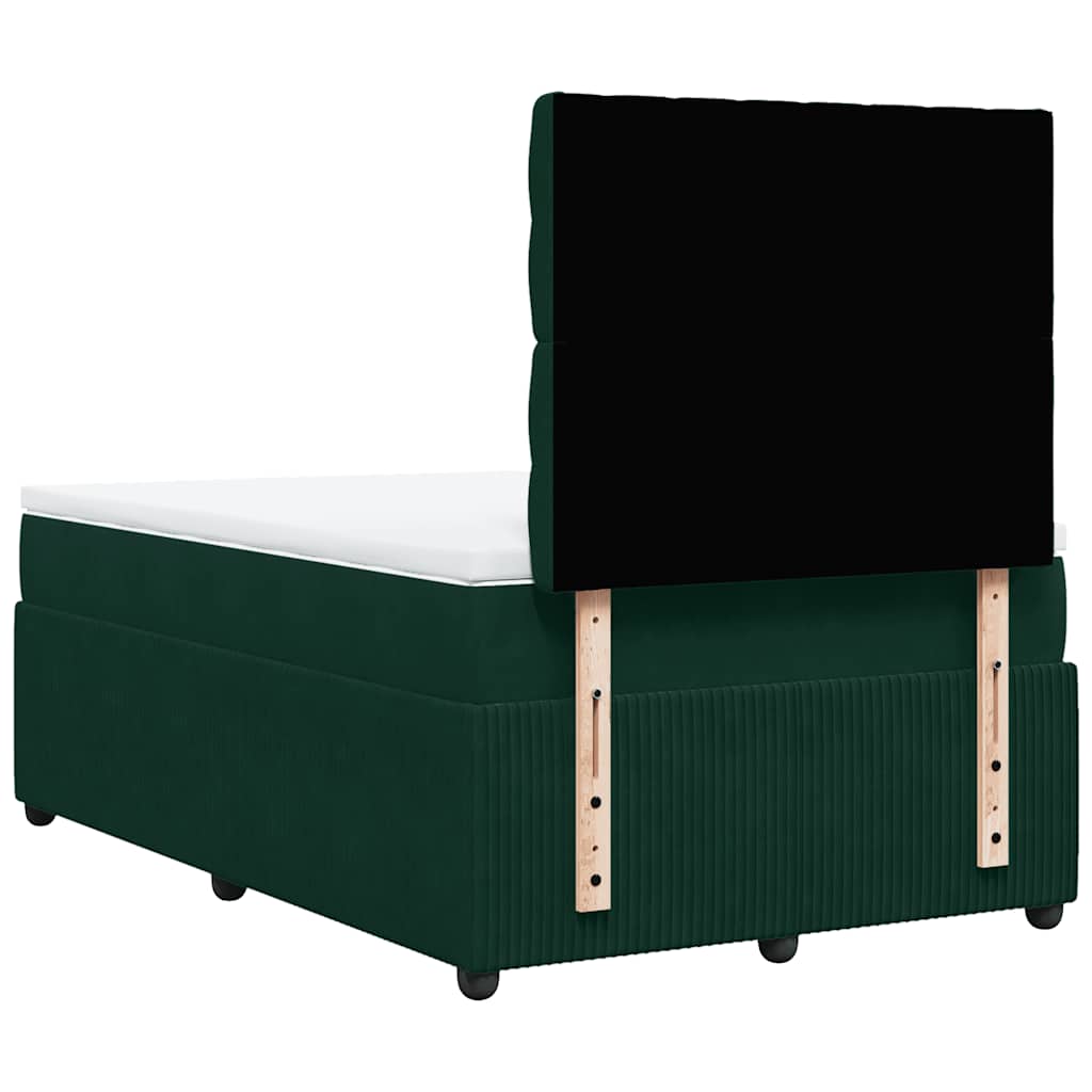 Giroletto a Molle con Materasso Verde Scuro 120x200 cm Velluto