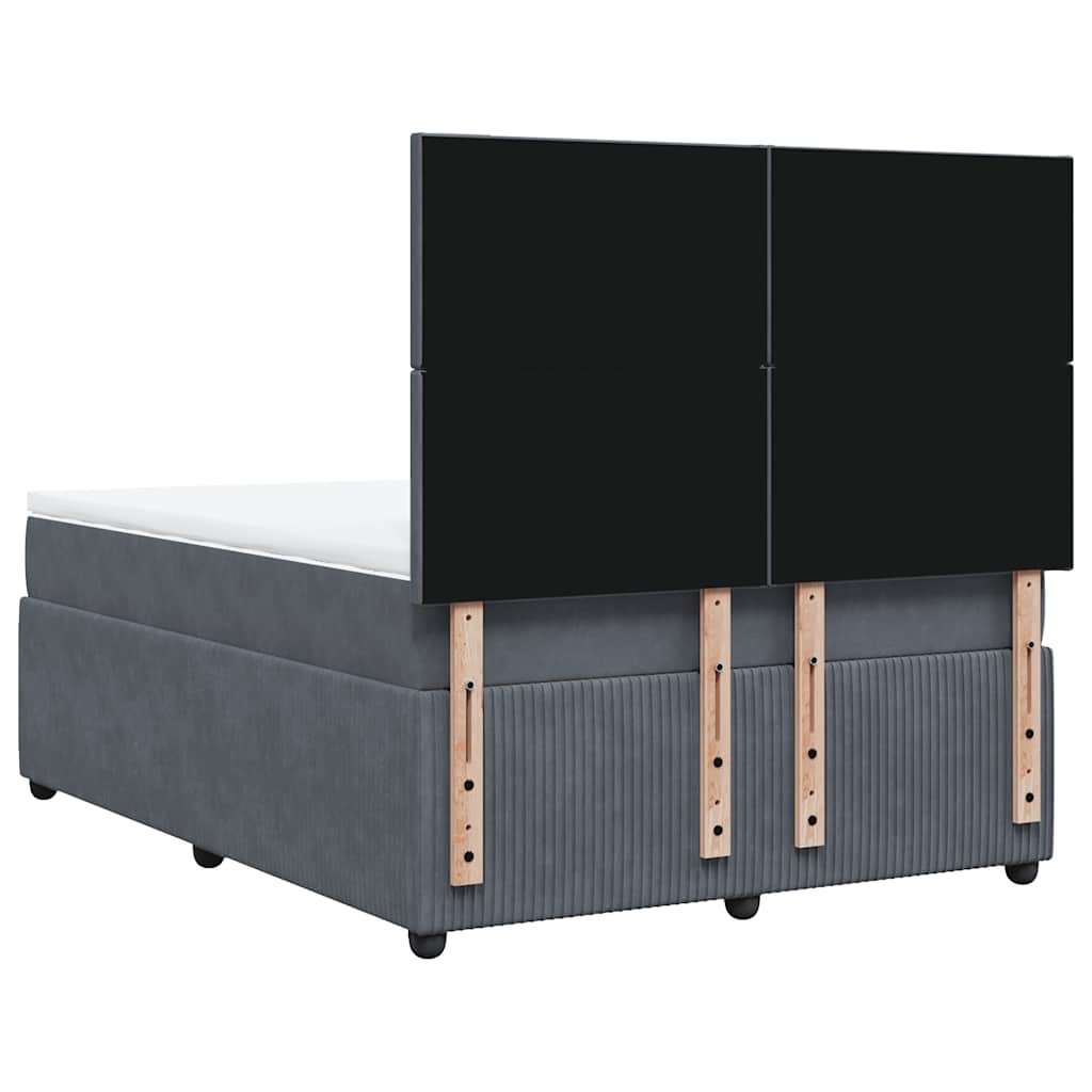 Giroletto a Molle con Materasso Grigio Scuro 140x190 cm Velluto
