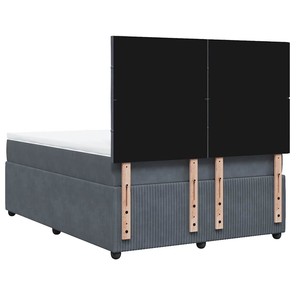 Giroletto a Molle con Materasso Grigio Scuro 140x190 cm Velluto