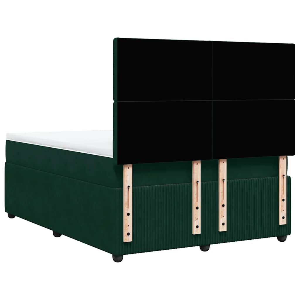 Giroletto a Molle con Materasso Verde Scuro 140x190 cm Velluto