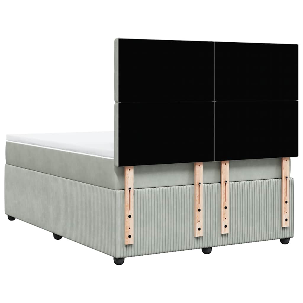 Giroletto a Molle con Materasso Grigio Chiaro 140x200cm Velluto