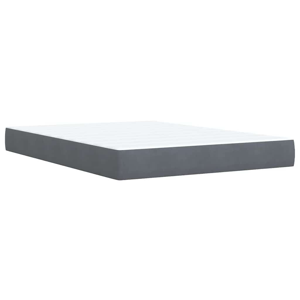 Giroletto a Molle con Materasso Grigio Scuro 140x200 cm Velluto