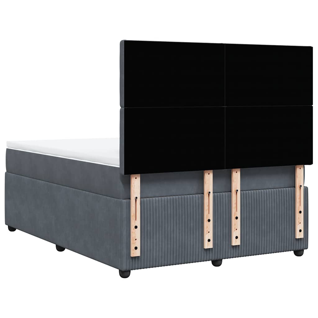 Giroletto a Molle con Materasso Grigio Scuro 160x200 cm Velluto