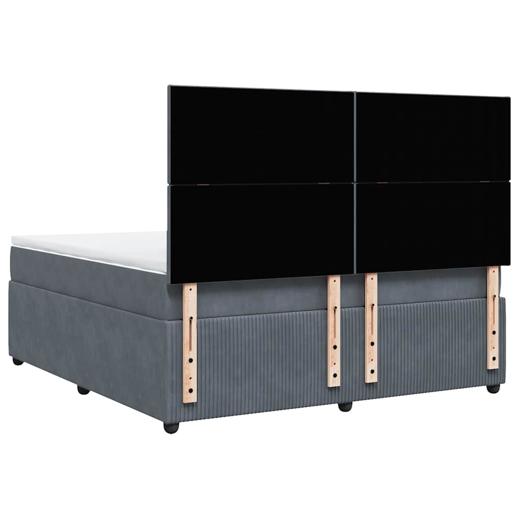 Giroletto a Molle con Materasso Grigio Scuro 180x200 cm Velluto