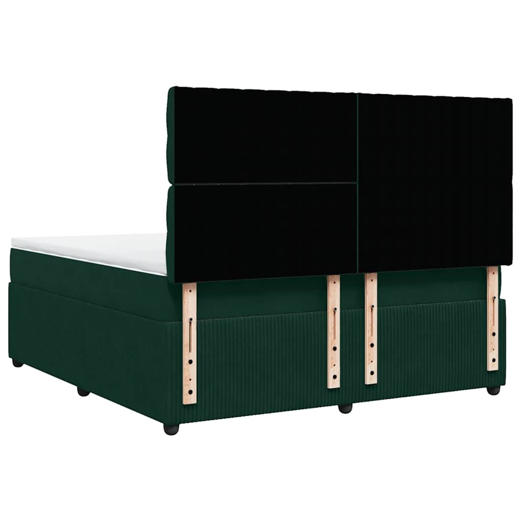 Giroletto a Molle con Materasso Verde Scuro 180x200 cm Velluto