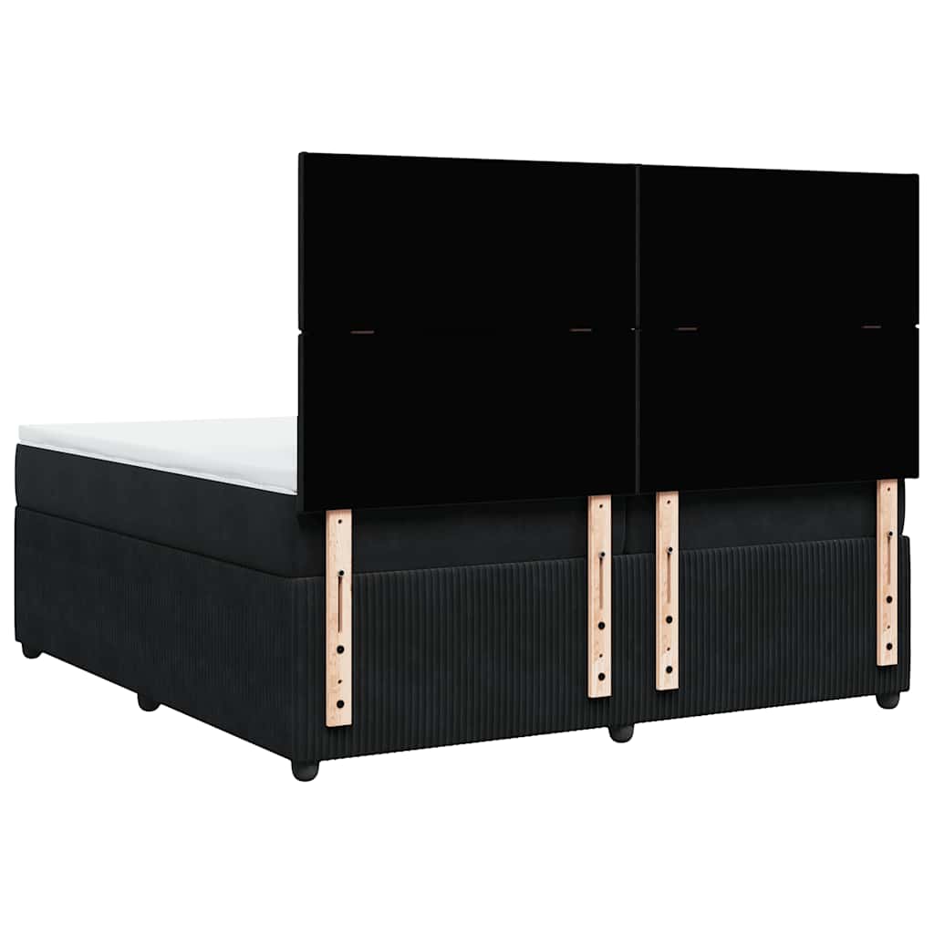 Giroletto a Molle con Materasso Nero 200x200 cm in Velluto