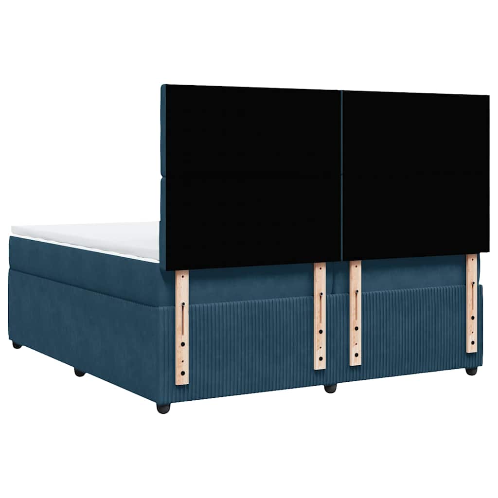 Giroletto a Molle con Materasso Blu 200x200 cm in Velluto