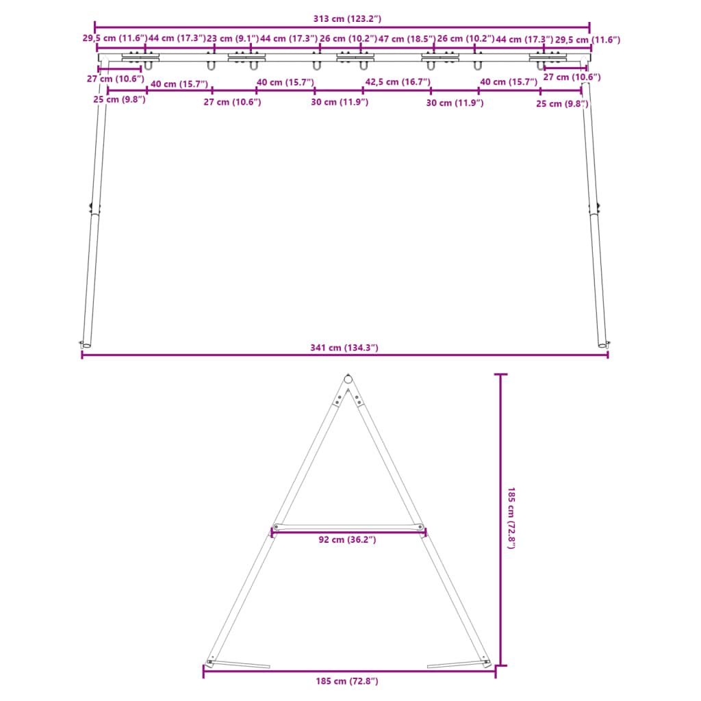 Telaio per Altalena da Esterno L 341 x A 185 cm | homemem39
