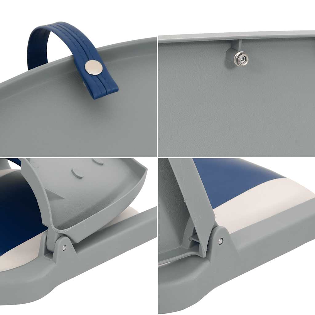Set Sedile per Barca Pieghevole 2pz Blu e Bianco 48x51x41 cm