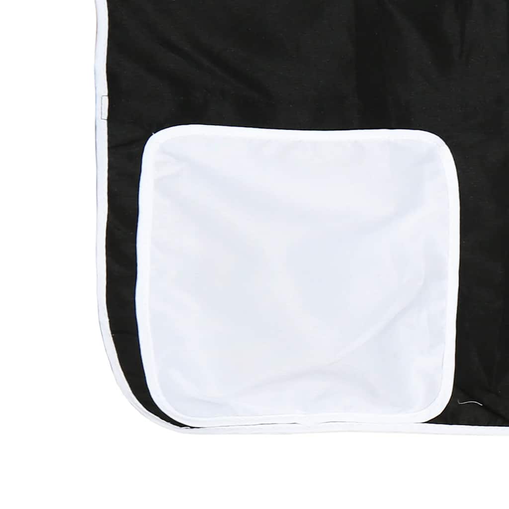 Letto a Castello con Scivolo e Tende Bianco e Nero 90x200 cm