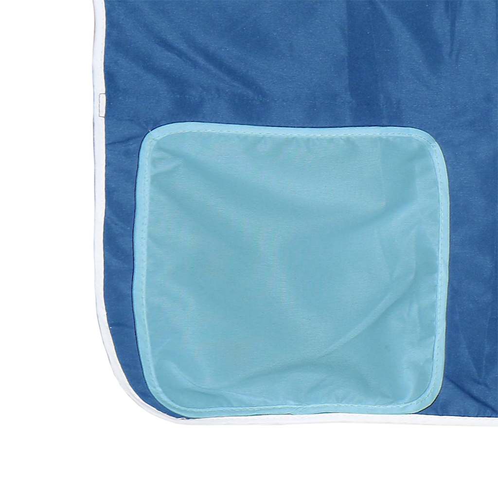 Letto a Castello con Scivolo e Tende Blu 90x200 cm