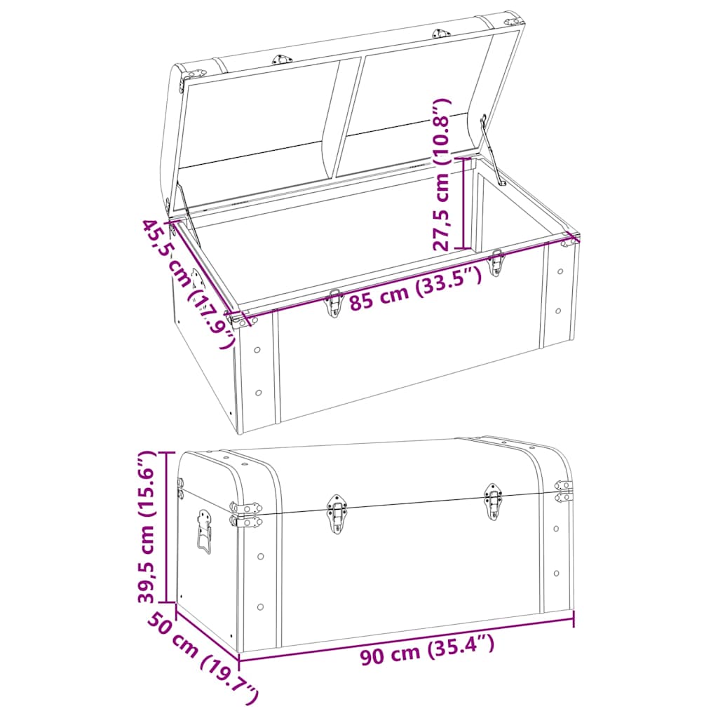 Scrigno Tesoro Chiusure Marrone Scuro 90x50x39,5cm Compensato | homemem39
