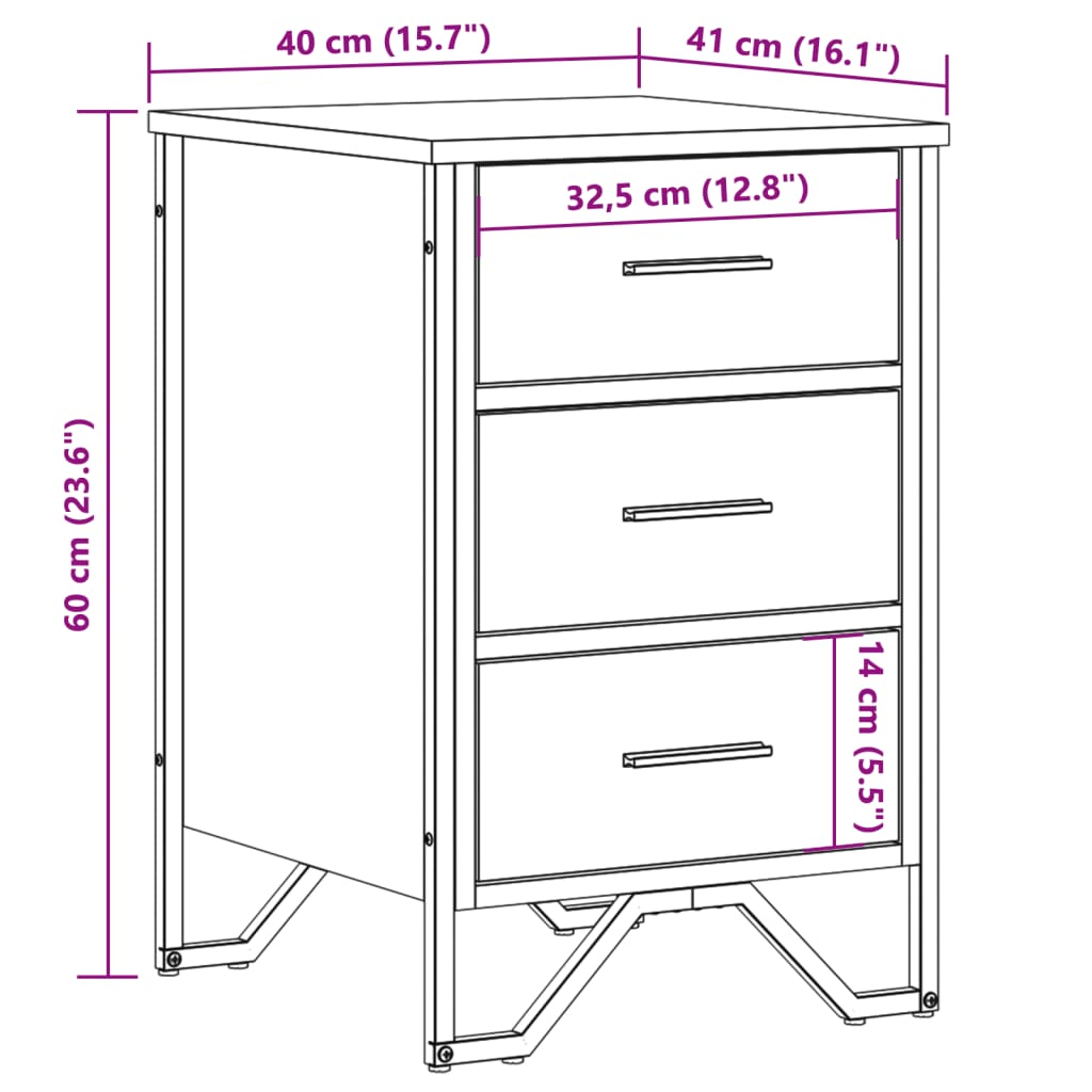 Comodino Rovere Marrone 40x41x60 cm in Legno Multistrato | homemem39
