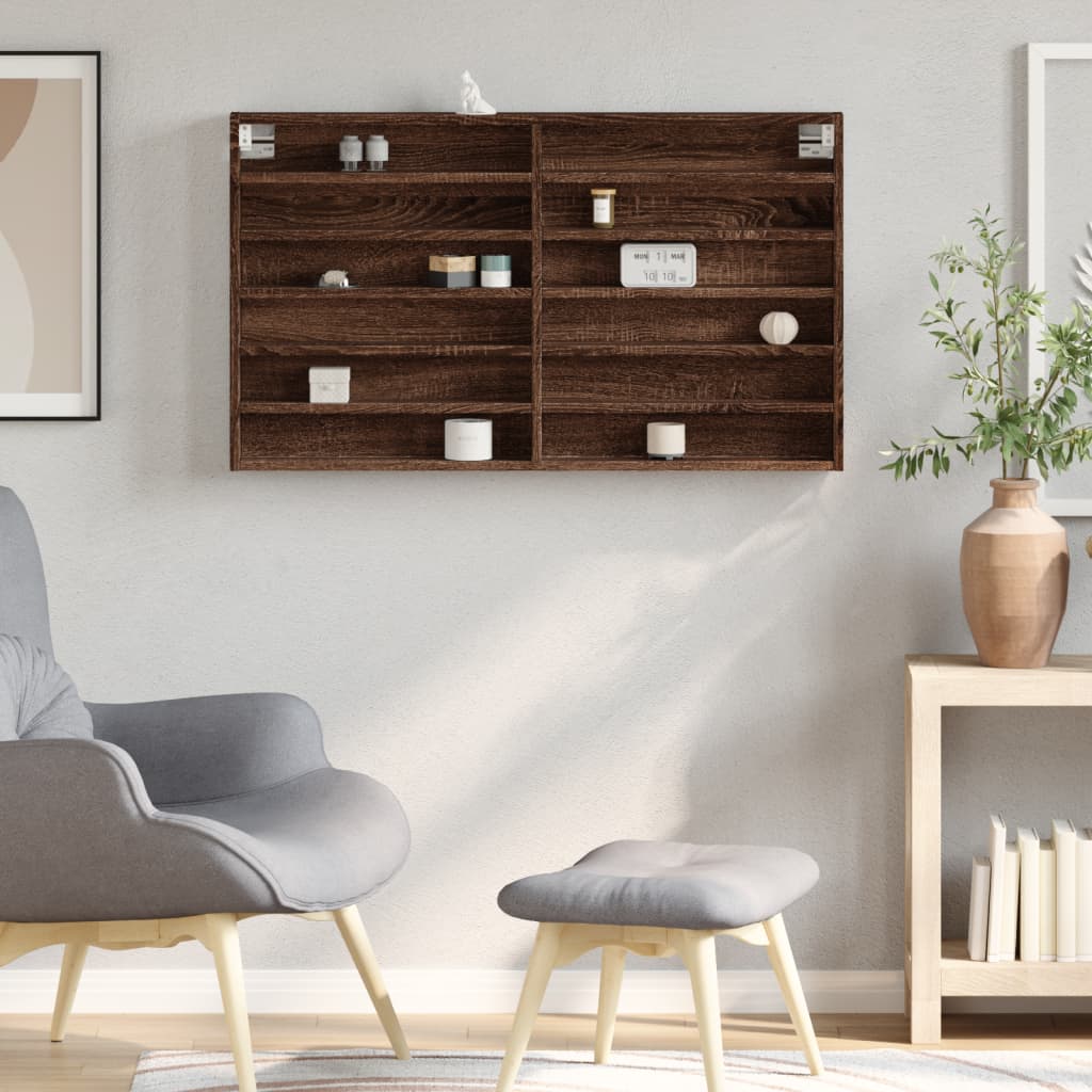Armadietto Vetrina Rovere Marrone 100x8,5x58 Legno Multistrato | homemem39