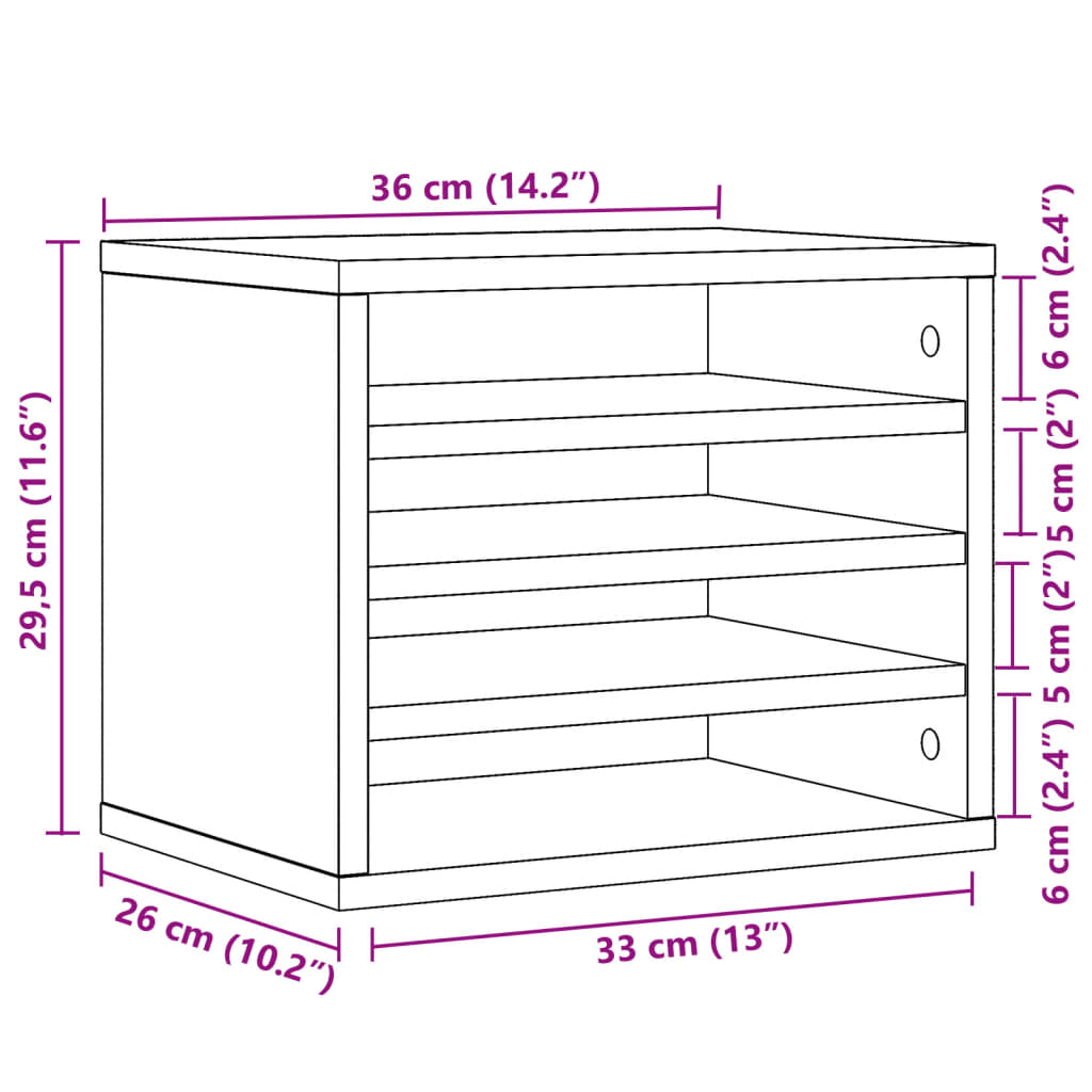 Organizer Scrivania Rovere Marrone 36x26x29,5 Legno Multistrato