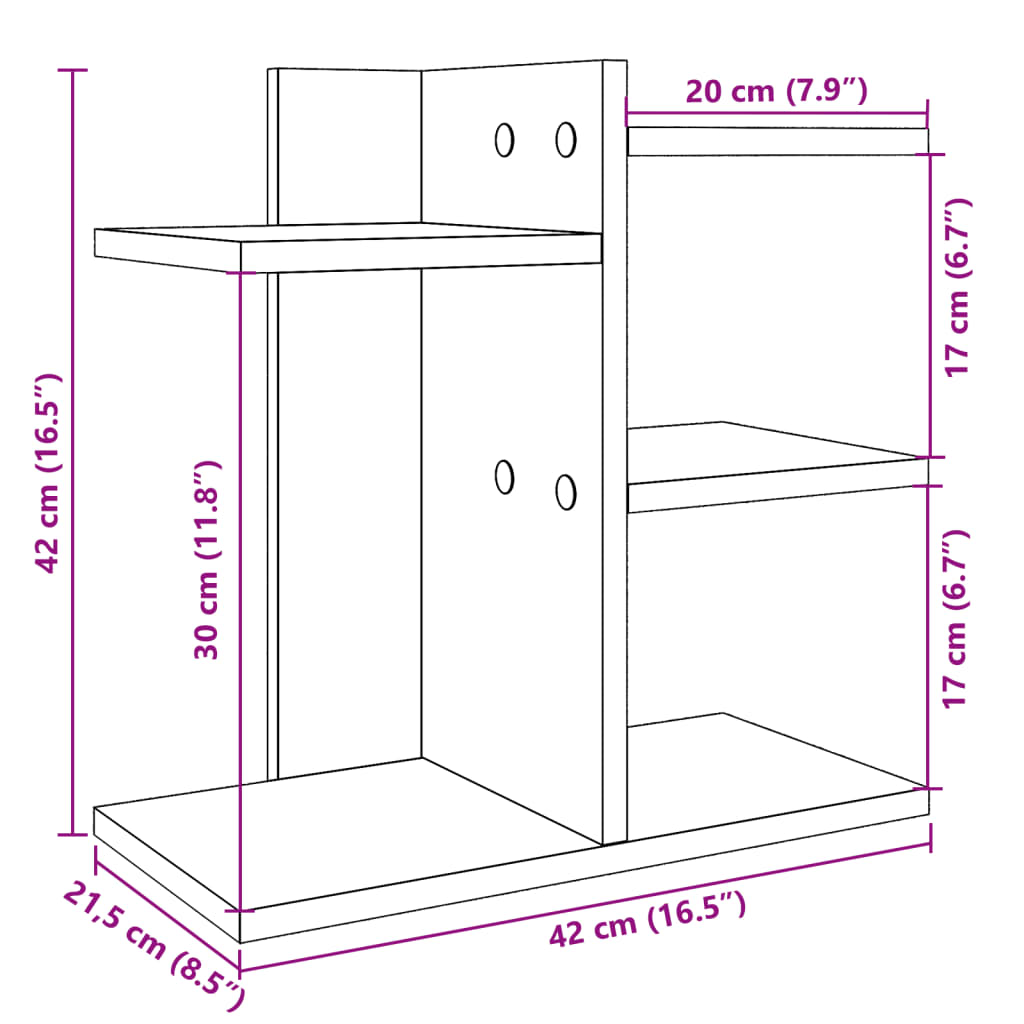 Organizer da Scrivania Nero 42x21,5x42 cm in Legno Multistrato | homemem39