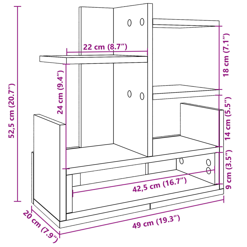 Organizer Scrivania Grigio Sonoma 49x20x52,5 cm Multistrato | homemem39