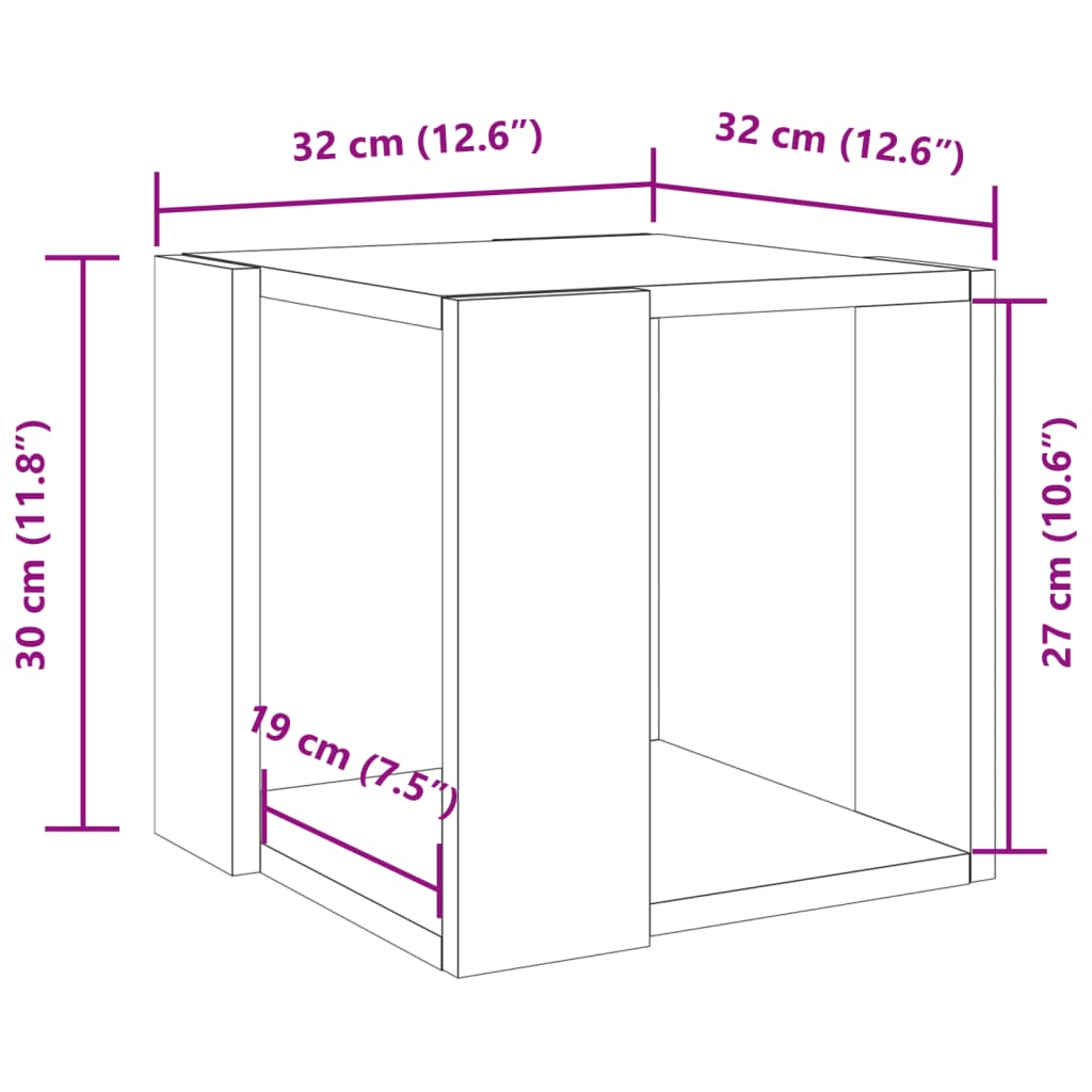 Tavolino da Salotto Rovere Fumo 32x32x30 cm Legno Multistrato