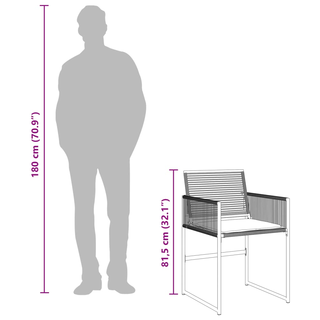 Set da Pranzo da Giardino 9 pz con Cuscini Nero in Polyrattan | homemem39