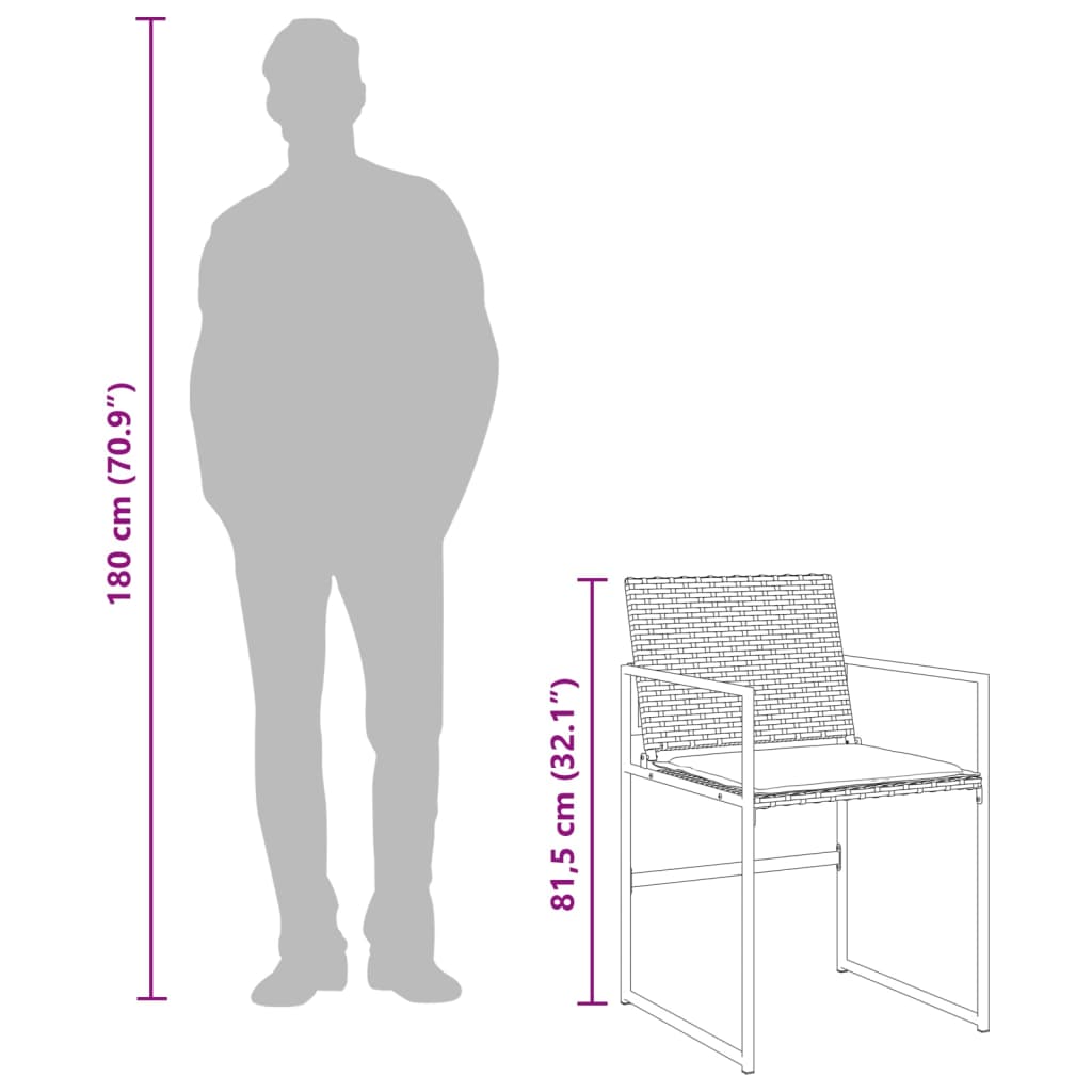 Set da Pranzo da Giardino 5 pz Nero con Cuscini in Polyrattan | homemem39