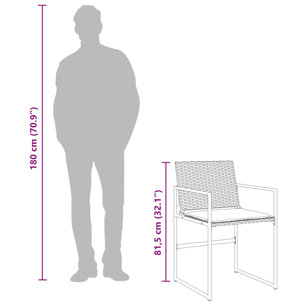 Set da Pranzo da Giardino 9 pz con Cuscini Nero in Polyrattan | homemem39