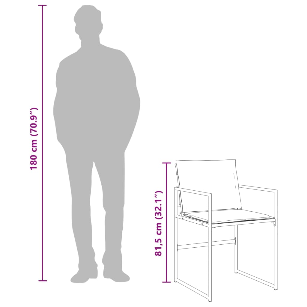 Set da Pranzo da Giardino 15 pz con Cuscini Nero in Textilene - homemem39