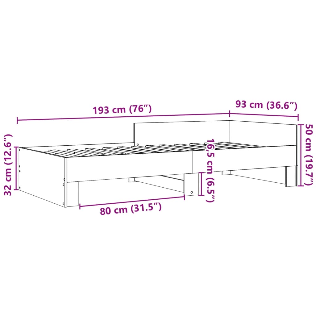 Giroletto Grigio Sonoma 90x190 cm in Legno Multistrato | homemem39