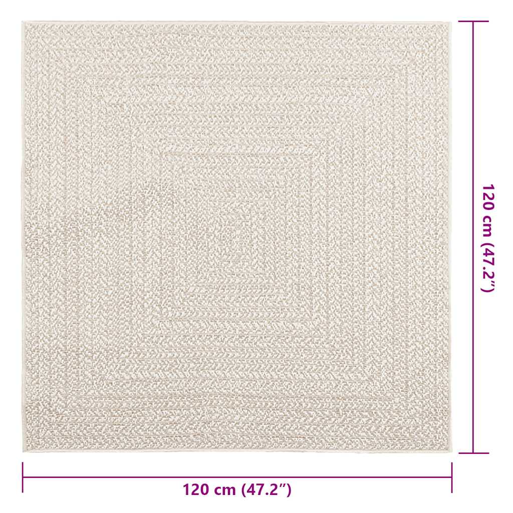 Tappeto ZIZUR Crema 120x120 cm Aspetto Iuta Interni ed Esterni