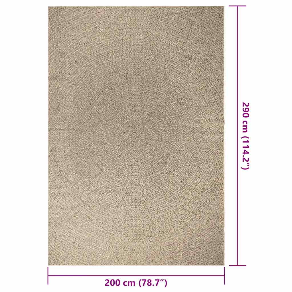 Tappeto ZIZUR Beige 200x290 cm Aspetto Iuta Interni ed Esterni
