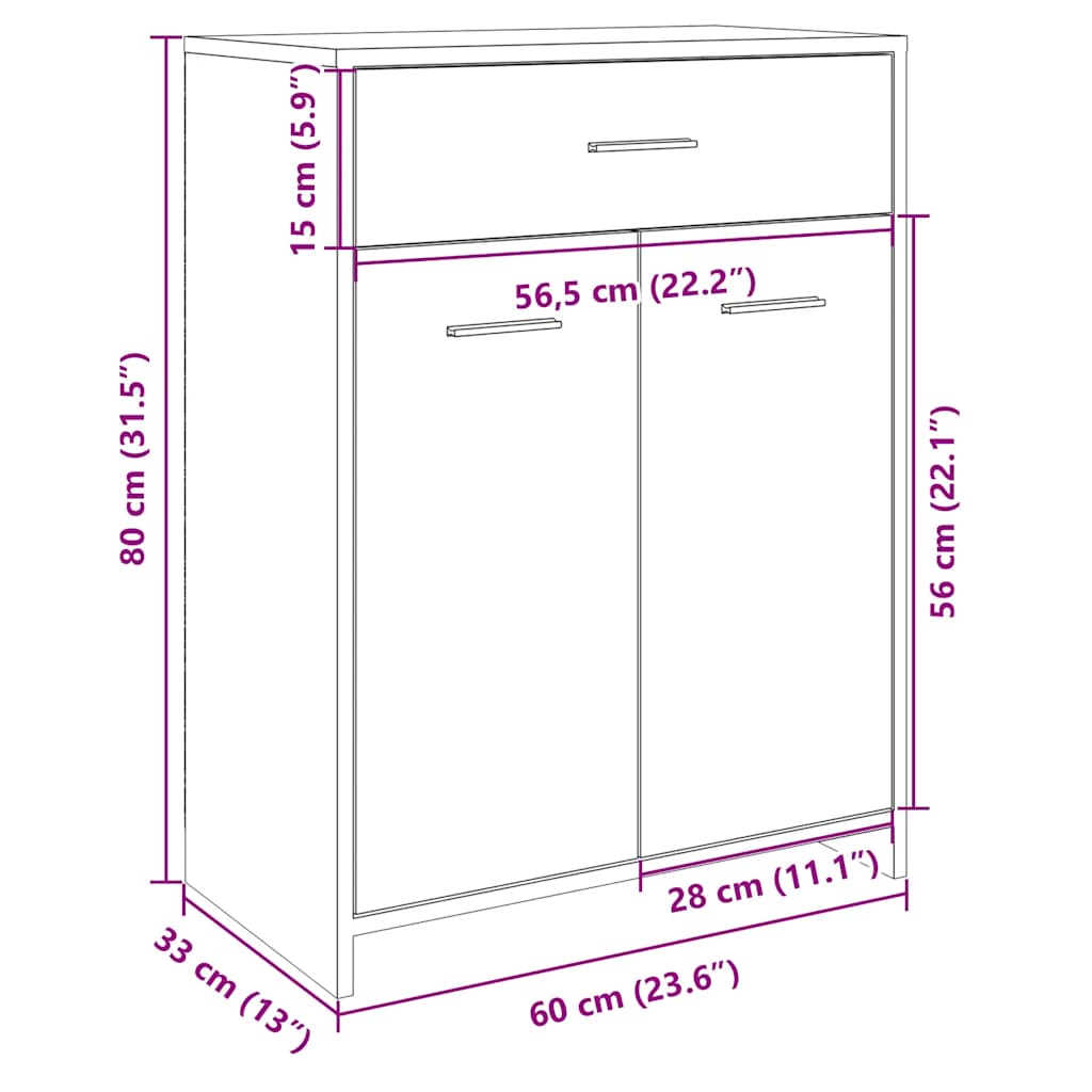 Mobile da Bagno Rovere Sonoma 60x33x80 cm in Legno tecnico