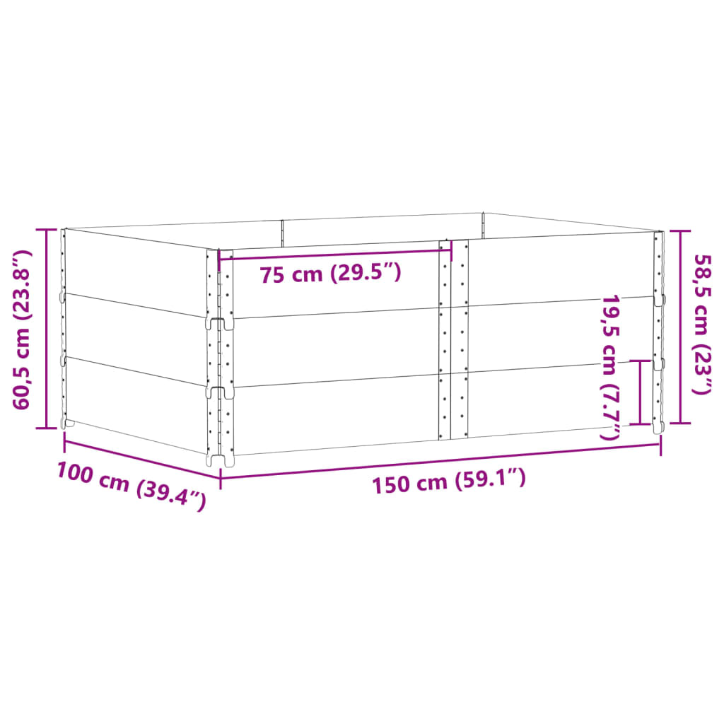Fioriera da Giardino Nera 150x100 cm in Legno Massello di Pino | homemem39