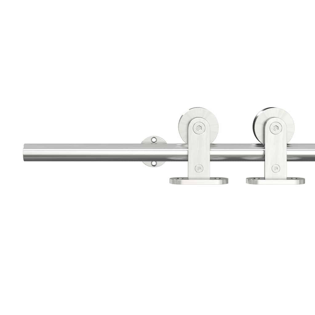 Kit Binari Porta Scorrevole 200 cm Acciaio Inossidabile Argento | homemem39
