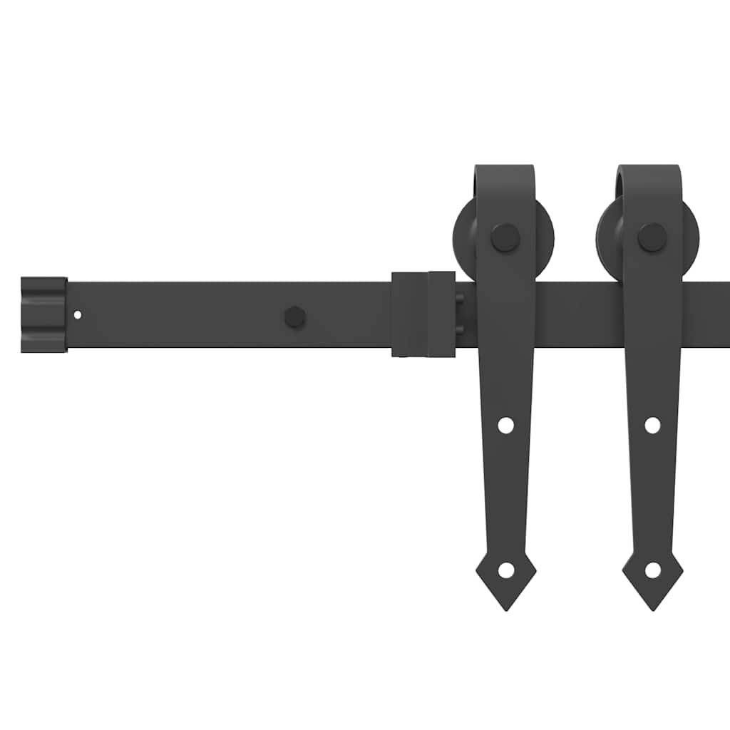 Kit di Binari per Porte Scorrevoli 213,5 cm Acciaio Nero | homemem39