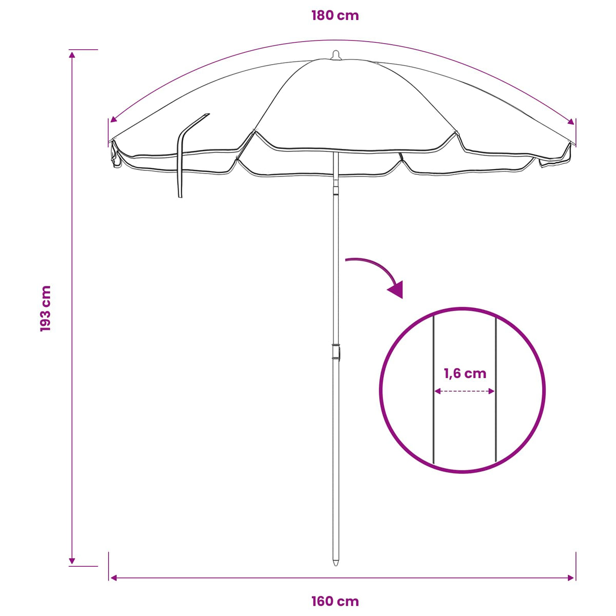 Ombrello da giardino Poliestere 170T Verde | homemem39