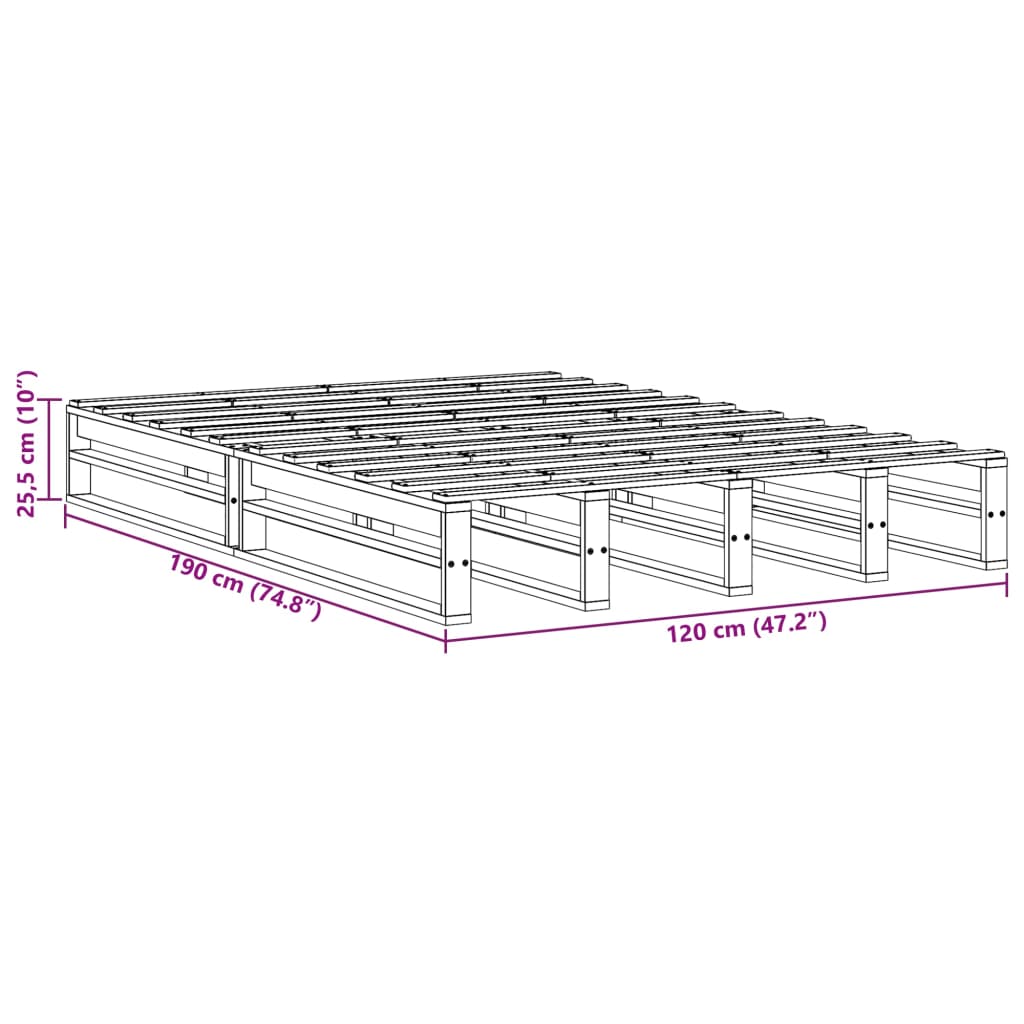 Letto senza Materasso Bianco 120x190 cm Legno Massello di Pino | homemem39