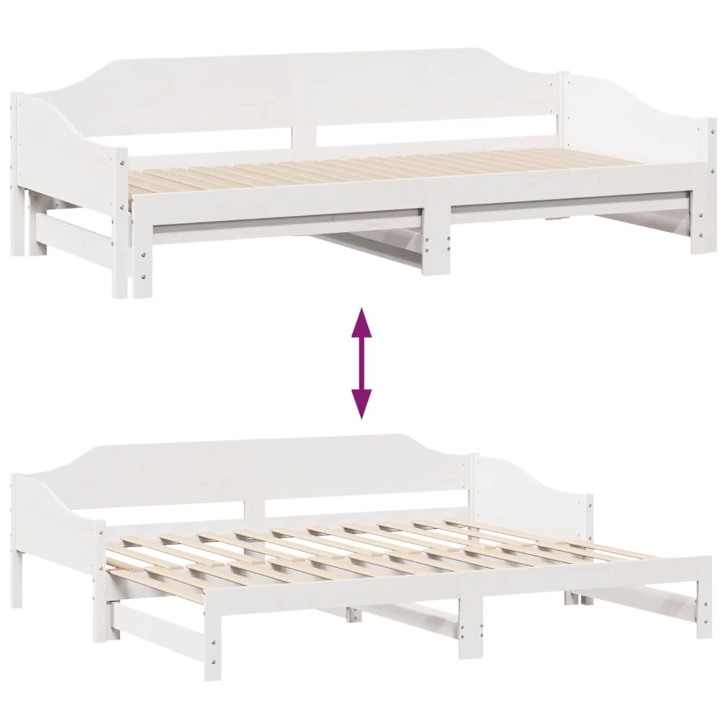 Divano Letto con Letto Estraibile Bianco 90x200cm Massello Pino | homemem39