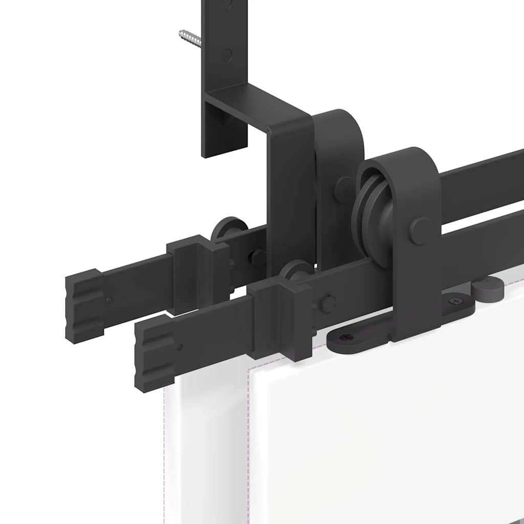 Kit di Binari per Porte Scorrevoli 183 cm Acciaio Nero | homemem39